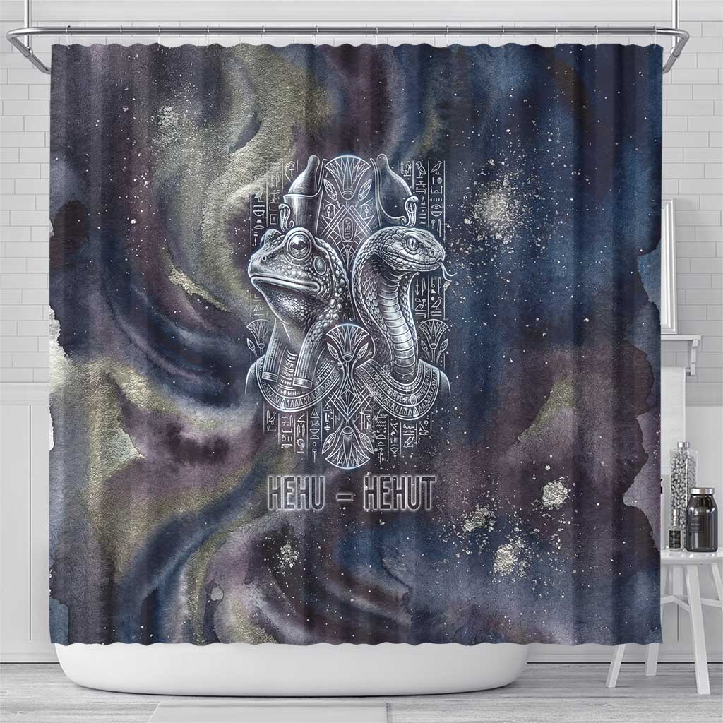 Egyptian Heh and Hauhet Shower Curtain Serpent Duo Design Cosmic Infinity and Eternal Balance Motif