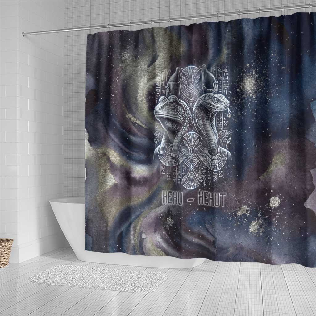 Egyptian Heh and Hauhet Shower Curtain Serpent Duo Design Cosmic Infinity and Eternal Balance Motif