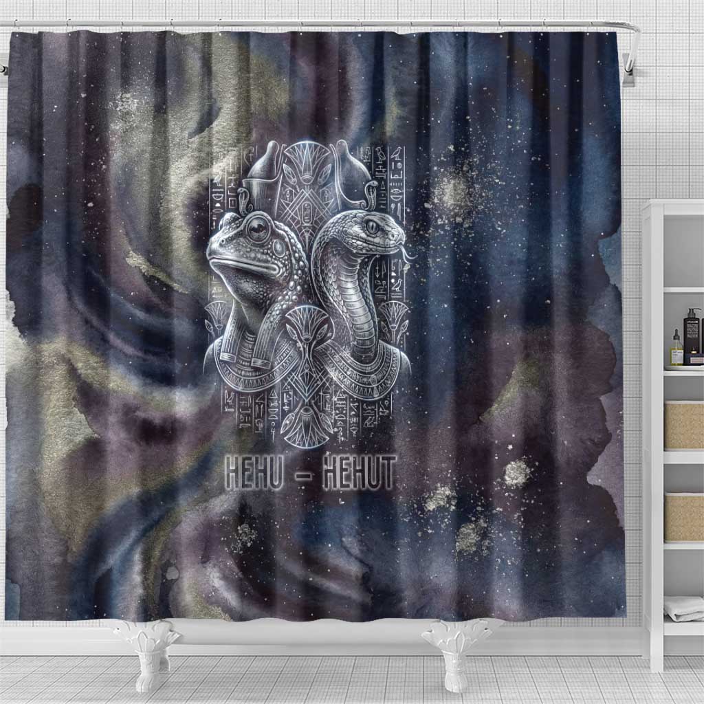 Egyptian Heh and Hauhet Shower Curtain Serpent Duo Design Cosmic Infinity and Eternal Balance Motif