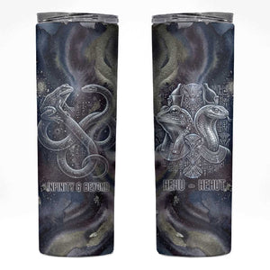 Egyptian Heh and Hauhet Skinny Tumbler Serpent Duo Design Cosmic Infinity and Eternal Balance Motif