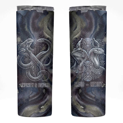 Egyptian Heh and Hauhet Skinny Tumbler Serpent Duo Design Cosmic Infinity and Eternal Balance Motif