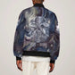 Egyptian Heh and Hauhet Sleeve Zip Bomber Jacket Serpent Duo Design Cosmic Infinity and Eternal Balance Motif