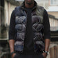 Egyptian Heh and Hauhet Sleeveless Puffer Jacket Serpent Duo Design Cosmic Infinity and Eternal Balance Motif