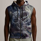 Egyptian Heh and Hauhet Sleeveless Zip Hoodie Serpent Duo Design Cosmic Infinity and Eternal Balance Motif