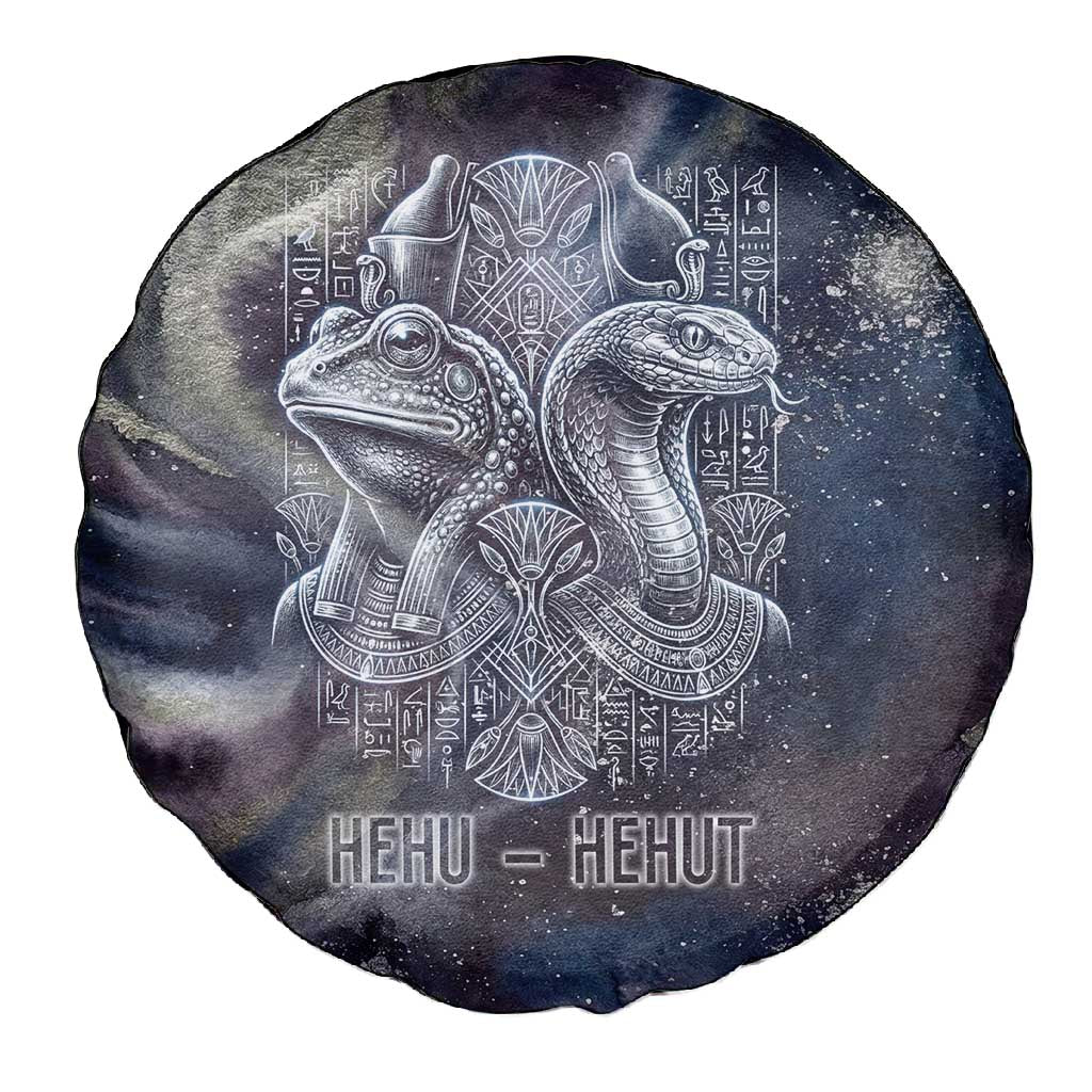 Egyptian Heh and Hauhet Spare Tire Cover Serpent Duo Design Cosmic Infinity and Eternal Balance Motif