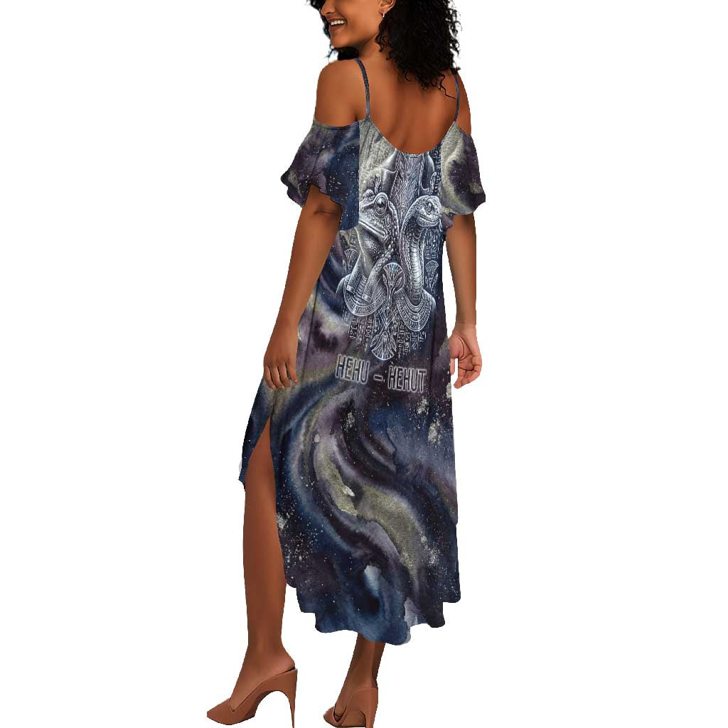 Egyptian Heh and Hauhet Summer Maxi Dress Serpent Duo Design Cosmic Infinity and Eternal Balance Motif