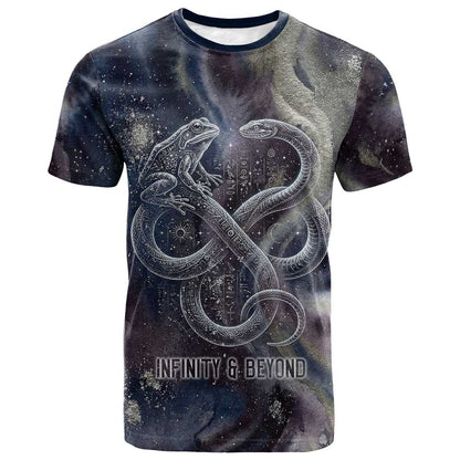 Egyptian Heh and Hauhet T shirt Serpent Duo Design Cosmic Infinity and Eternal Balance Motif