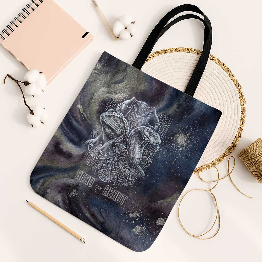 Egyptian Heh and Hauhet Tote Bag Serpent Duo Design Cosmic Infinity and Eternal Balance Motif