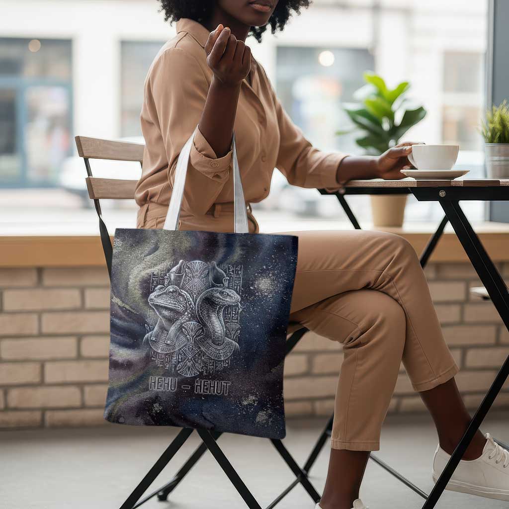 Egyptian Heh and Hauhet Tote Bag Serpent Duo Design Cosmic Infinity and Eternal Balance Motif