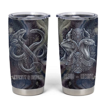 Egyptian Heh and Hauhet Tumbler Cup Serpent Duo Design Cosmic Infinity and Eternal Balance Motif