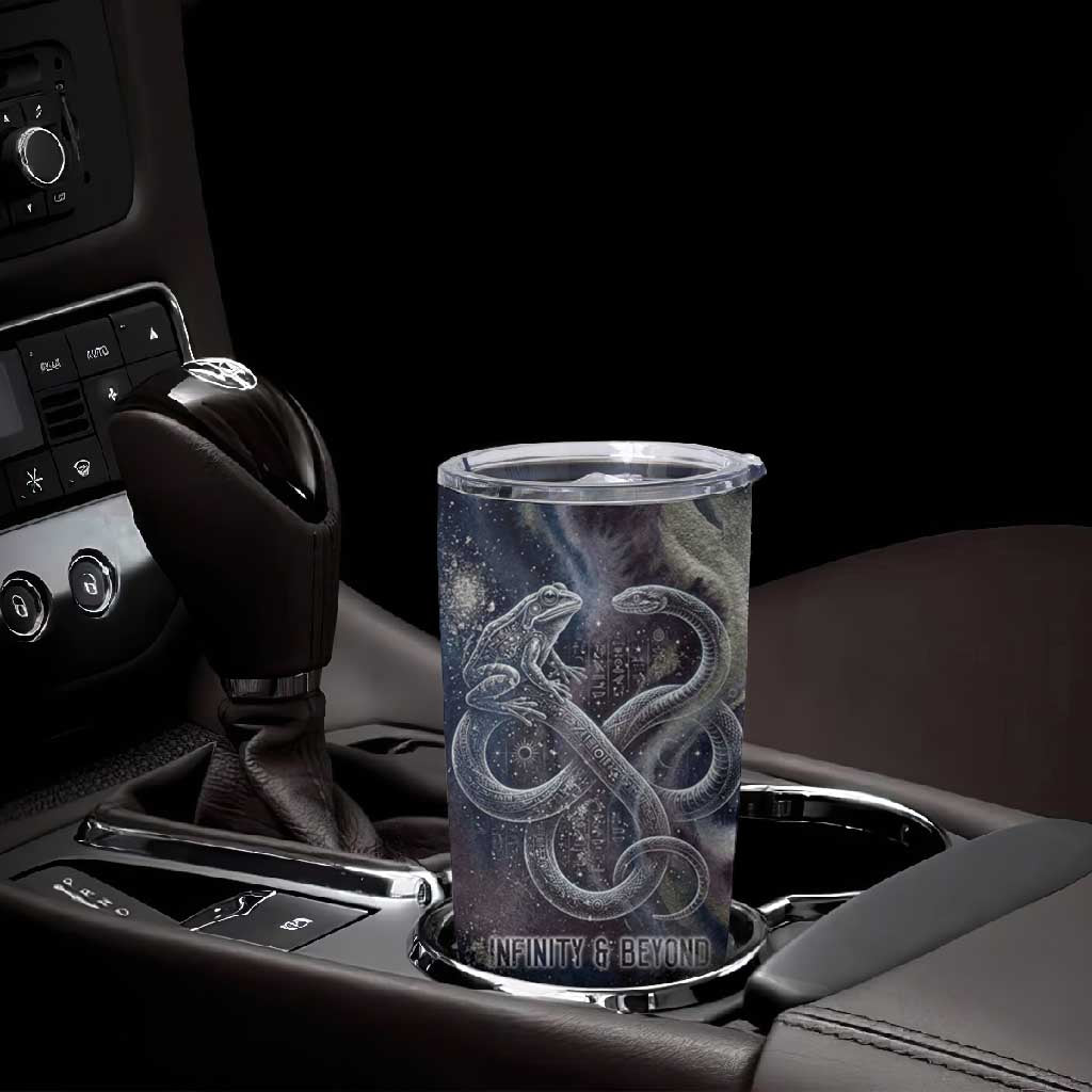 Egyptian Heh and Hauhet Tumbler Cup Serpent Duo Design Cosmic Infinity and Eternal Balance Motif