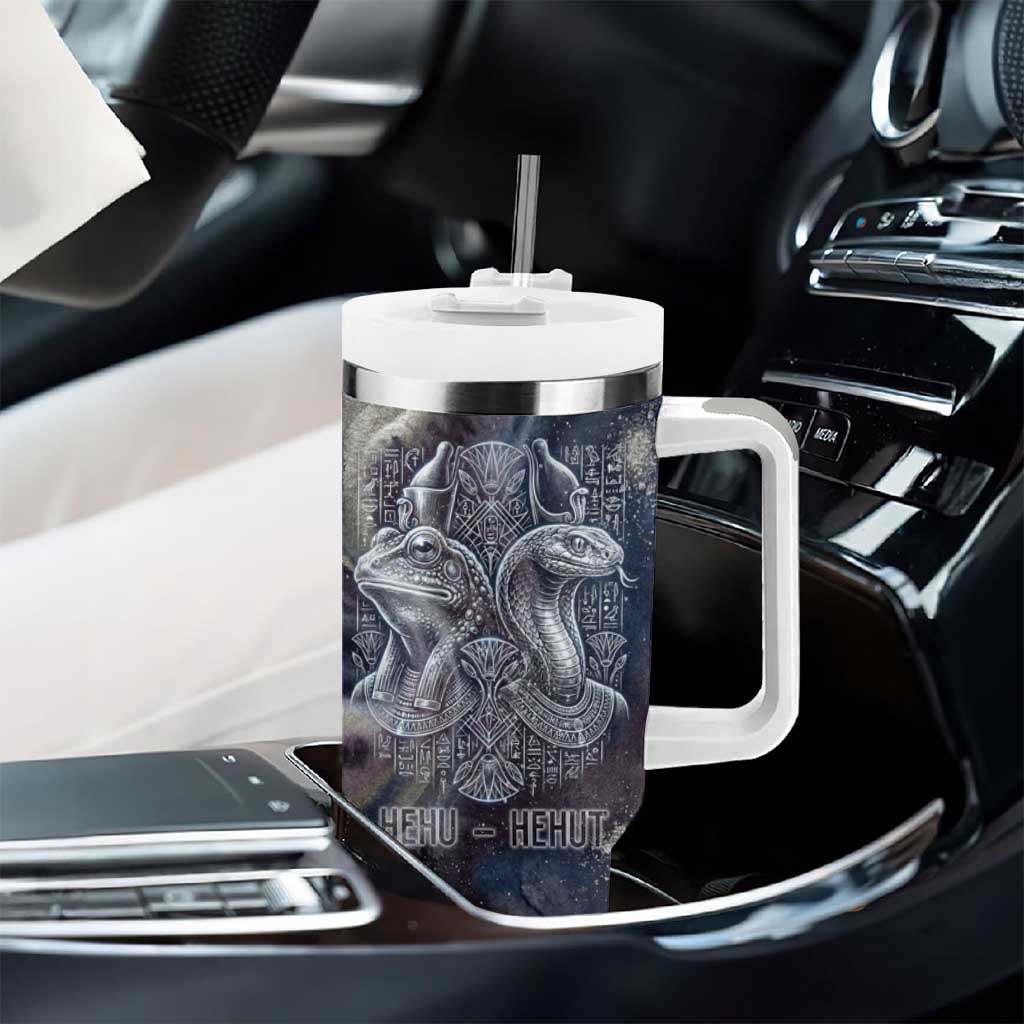 Egyptian Heh and Hauhet Tumbler With Handle Serpent Duo Design Cosmic Infinity and Eternal Balance Motif