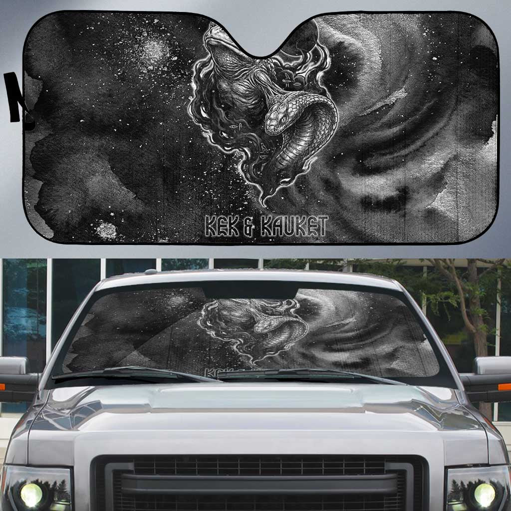Kek and Kauket Egyptian Auto Sun Shade Primordial Darkness Design Cosmic Frogs and Serpents