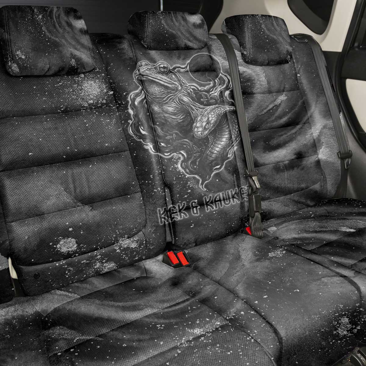 Kek and Kauket Egyptian Back Car Seat Cover Primordial Darkness Design Cosmic Frogs and Serpents