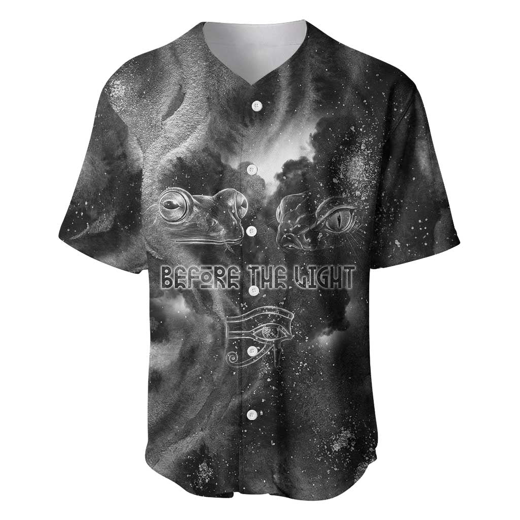 Kek and Kauket Egyptian Baseball Jersey Primordial Darkness Design Cosmic Frogs and Serpents