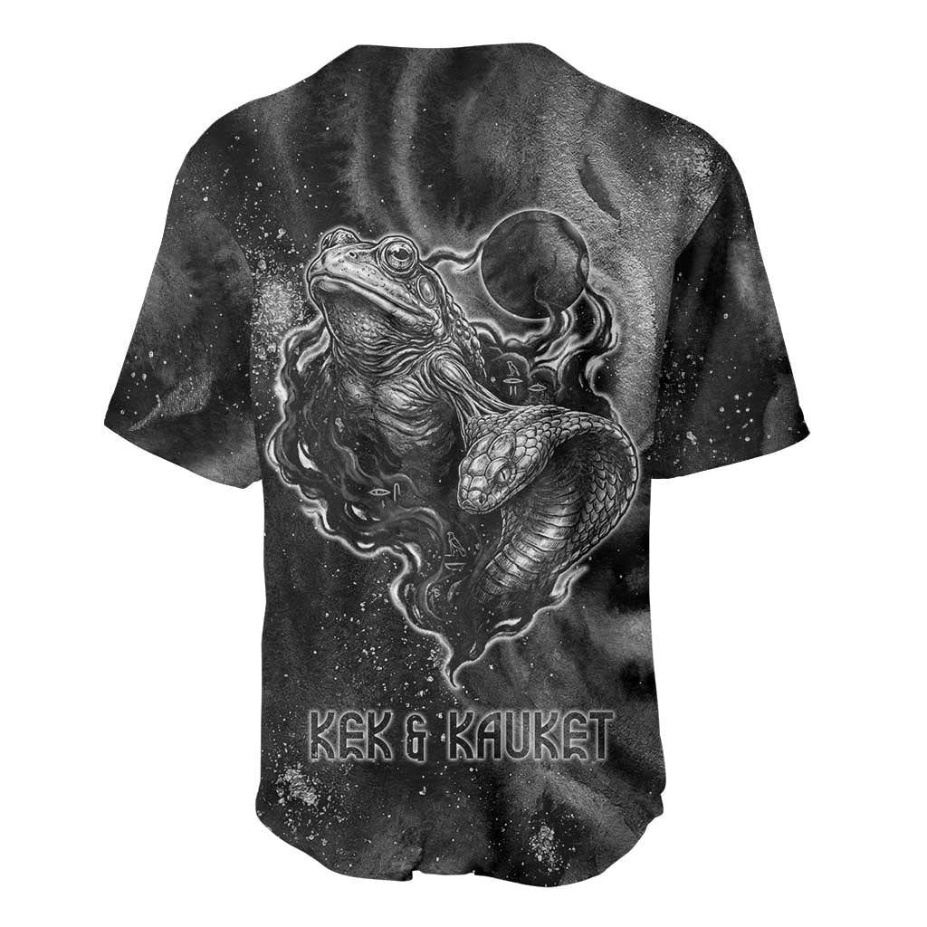 Kek and Kauket Egyptian Baseball Jersey Primordial Darkness Design Cosmic Frogs and Serpents