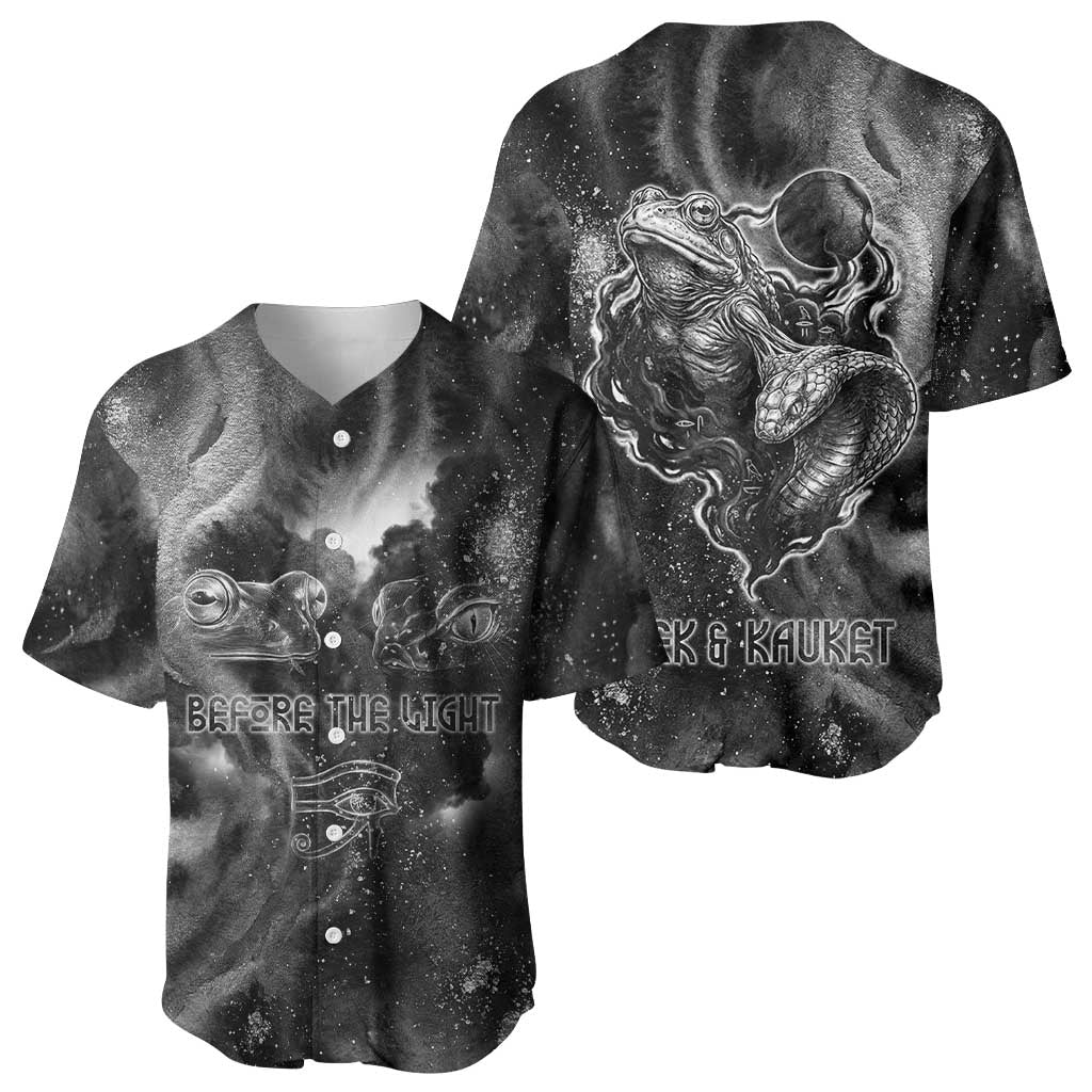 Kek and Kauket Egyptian Baseball Jersey Primordial Darkness Design Cosmic Frogs and Serpents
