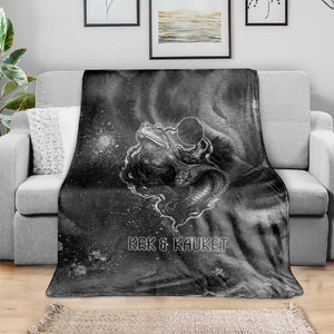 Kek and Kauket Egyptian Blanket Primordial Darkness Design Cosmic Frogs and Serpents