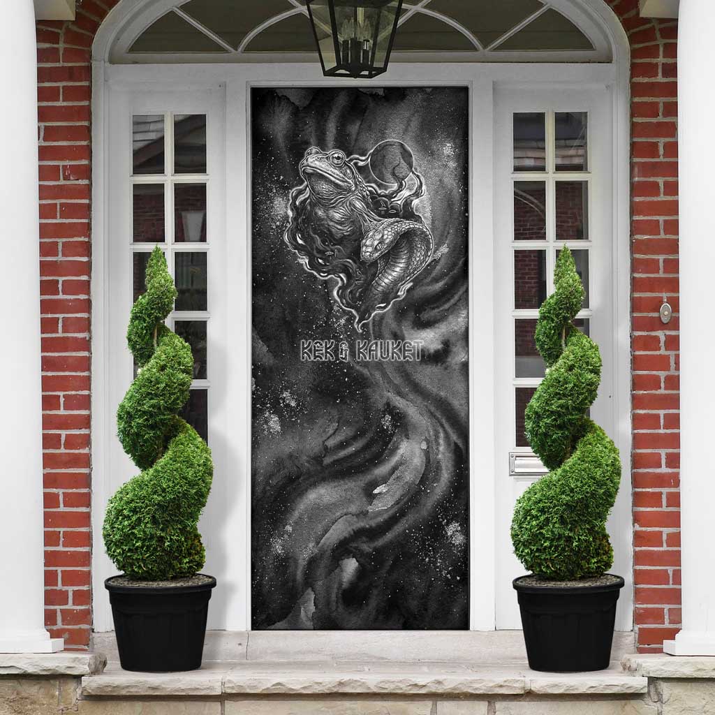 Kek and Kauket Egyptian Door Cover Primordial Darkness Design Cosmic Frogs and Serpents