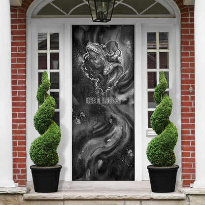 Kek and Kauket Egyptian Door Cover Primordial Darkness Design Cosmic Frogs and Serpents
