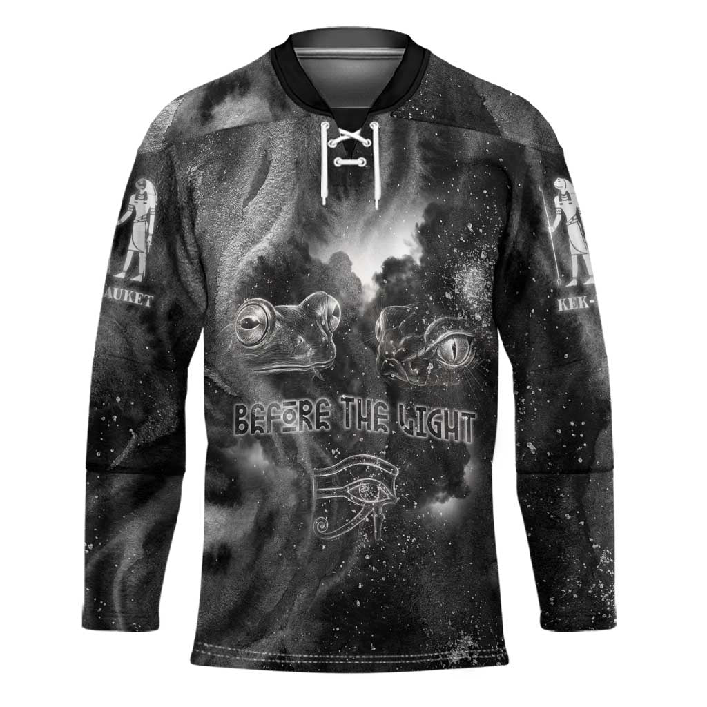 Kek and Kauket Egyptian Hockey Jersey Primordial Darkness Design Cosmic Frogs and Serpents