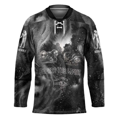 Kek and Kauket Egyptian Hockey Jersey Primordial Darkness Design Cosmic Frogs and Serpents