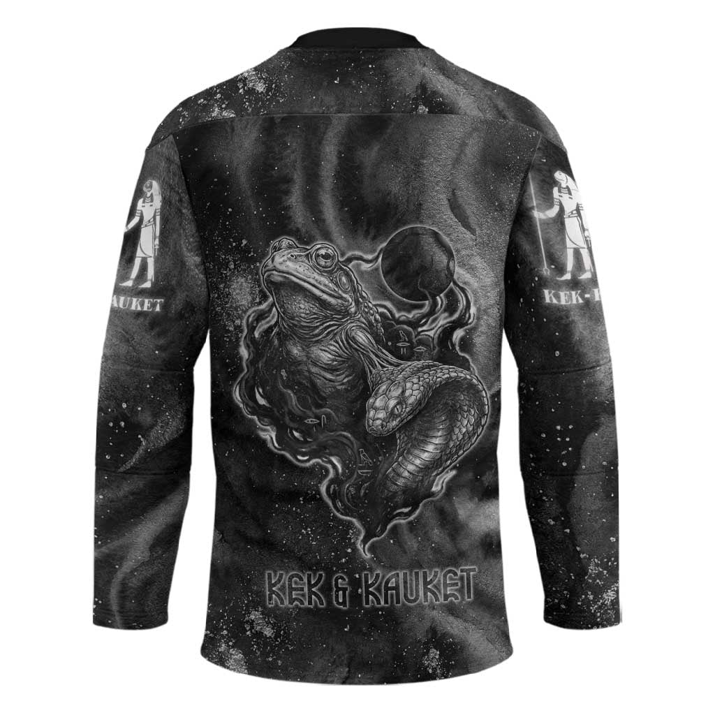 Kek and Kauket Egyptian Hockey Jersey Primordial Darkness Design Cosmic Frogs and Serpents
