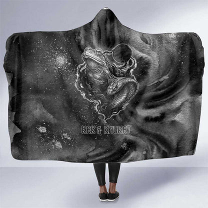 Kek and Kauket Egyptian Hooded Blanket Primordial Darkness Design Cosmic Frogs and Serpents