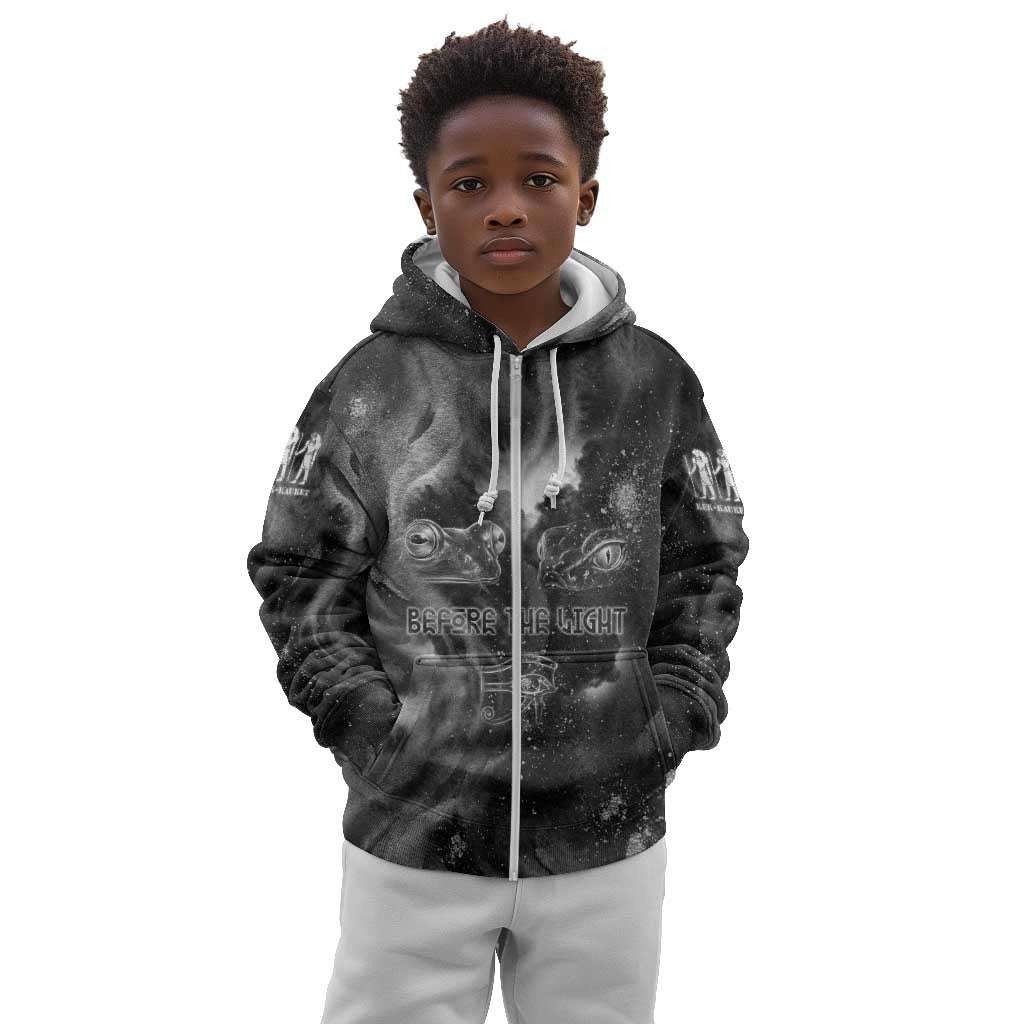 Kek and Kauket Egyptian Kid Hoodie Primordial Darkness Design Cosmic Frogs and Serpents