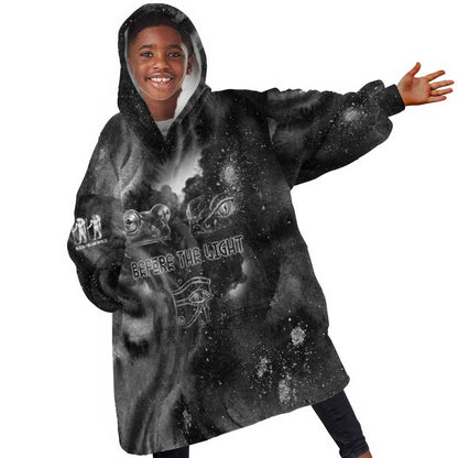 Kek and Kauket Egyptian Kid Wearable Blanket Hoodie Primordial Darkness Design Cosmic Frogs and Serpents