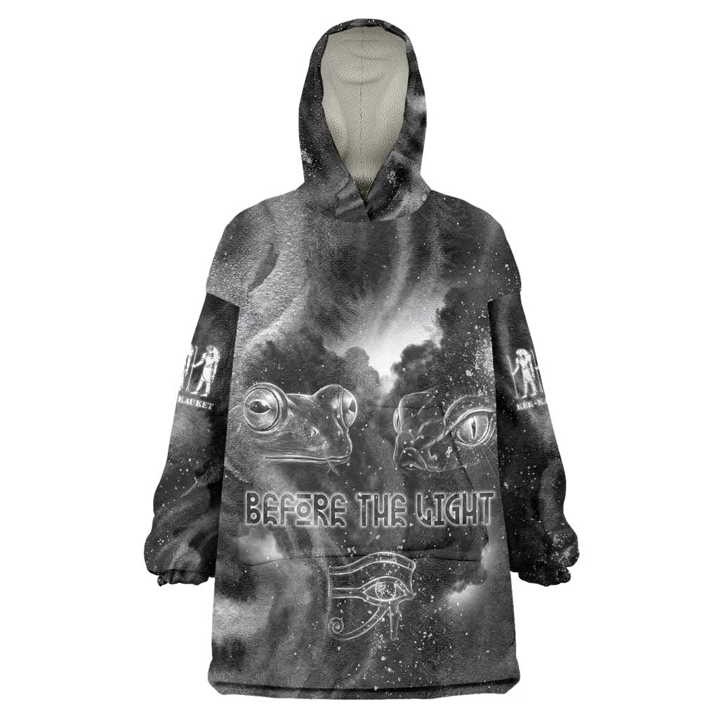 Kek and Kauket Egyptian Kid Wearable Blanket Hoodie Primordial Darkness Design Cosmic Frogs and Serpents