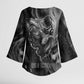 Kek and Kauket Egyptian Kimono Sleeve Blouse Primordial Darkness Design Cosmic Frogs and Serpents