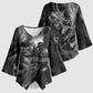 Kek and Kauket Egyptian Kimono Sleeve Blouse Primordial Darkness Design Cosmic Frogs and Serpents