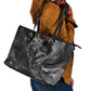 Kek and Kauket Egyptian Leather Tote Bag Primordial Darkness Design Cosmic Frogs and Serpents