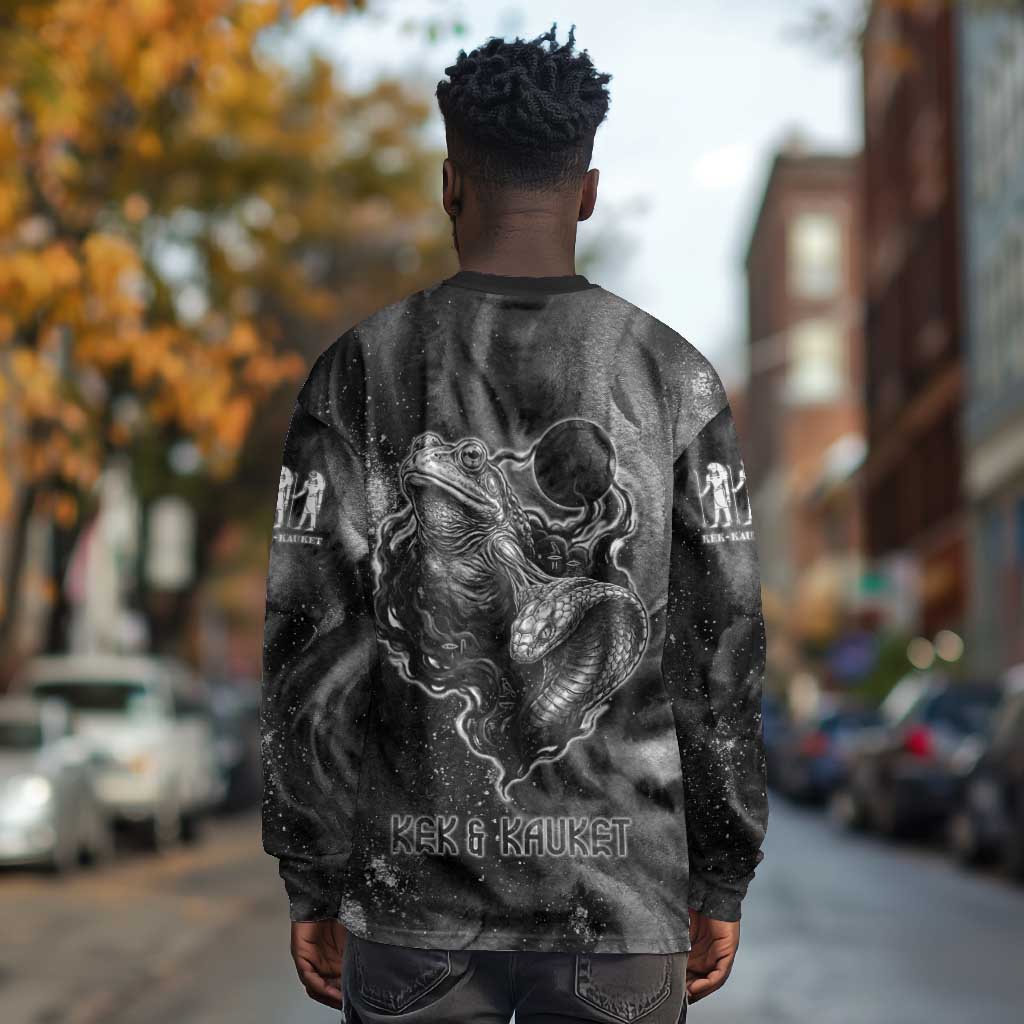 Kek and Kauket Egyptian Long Sleeve Shirt Primordial Darkness Design Cosmic Frogs and Serpents