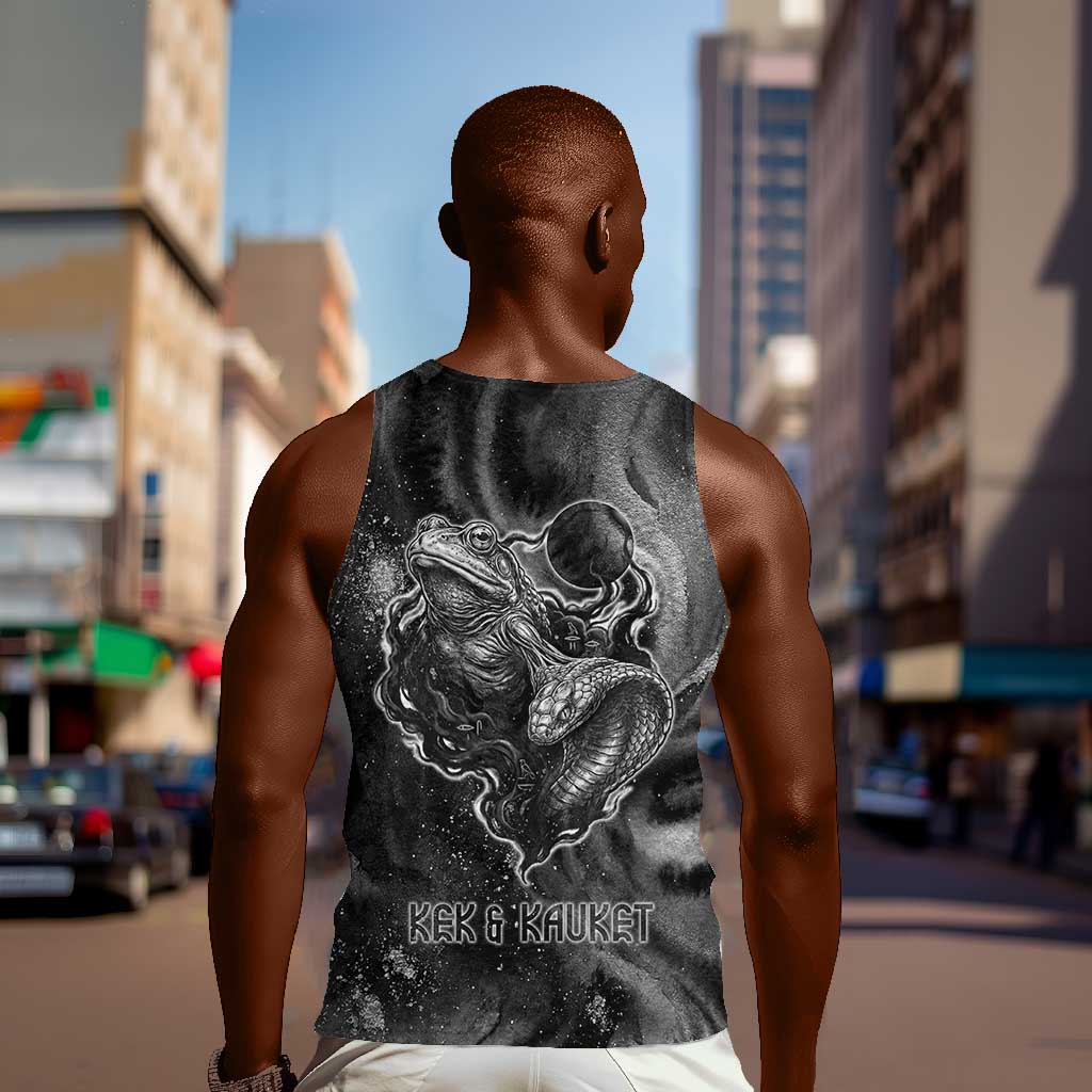 Kek and Kauket Egyptian Men Tank Top Primordial Darkness Design Cosmic Frogs and Serpents