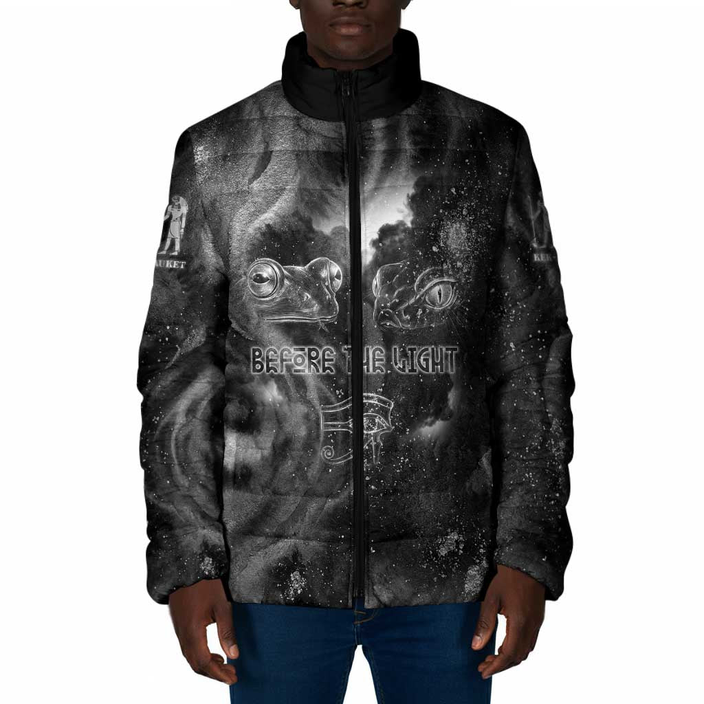 Kek and Kauket Egyptian Padded Jacket Primordial Darkness Design Cosmic Frogs and Serpents