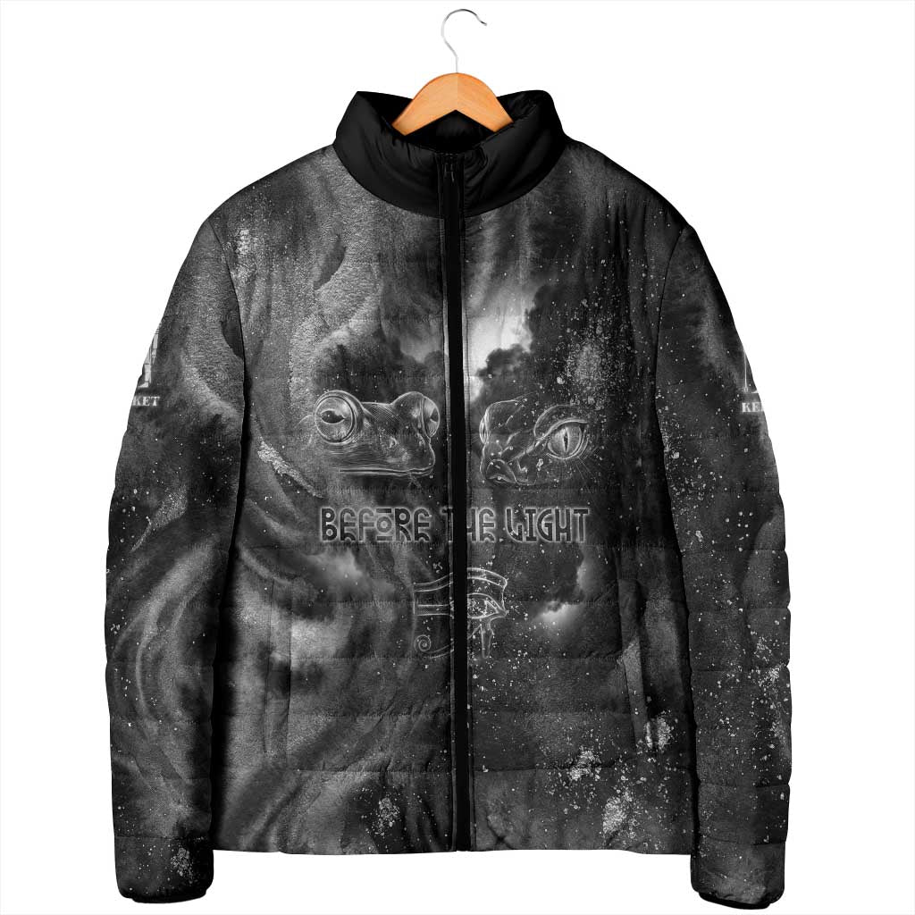 Kek and Kauket Egyptian Padded Jacket Primordial Darkness Design Cosmic Frogs and Serpents