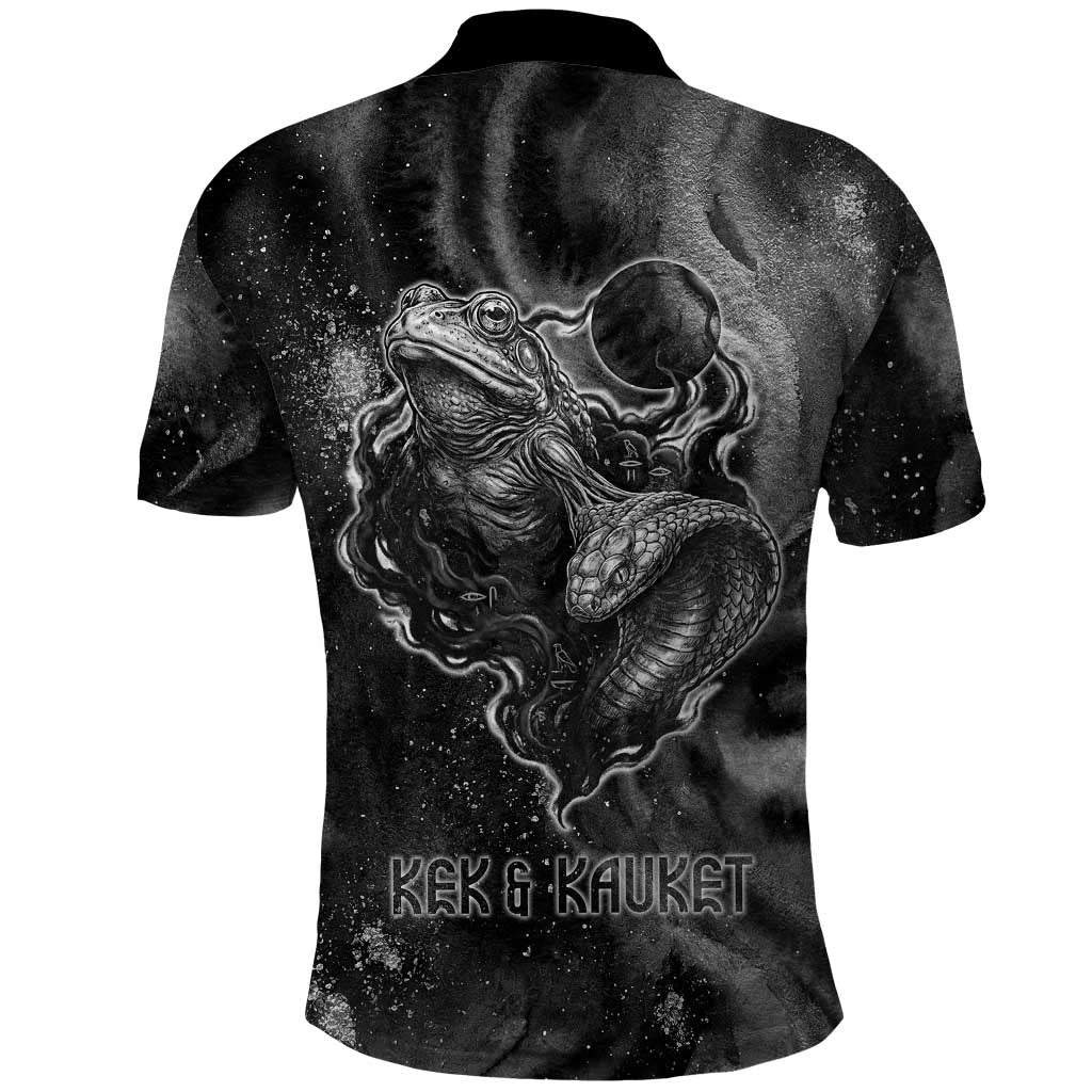 Kek and Kauket Egyptian Polo Shirt Primordial Darkness Design Cosmic Frogs and Serpents