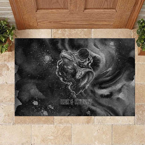 Kek and Kauket Egyptian Rubber Doormat Primordial Darkness Design Cosmic Frogs and Serpents
