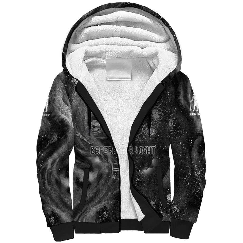 Kek and Kauket Egyptian Sherpa Hoodie Primordial Darkness Design Cosmic Frogs and Serpents