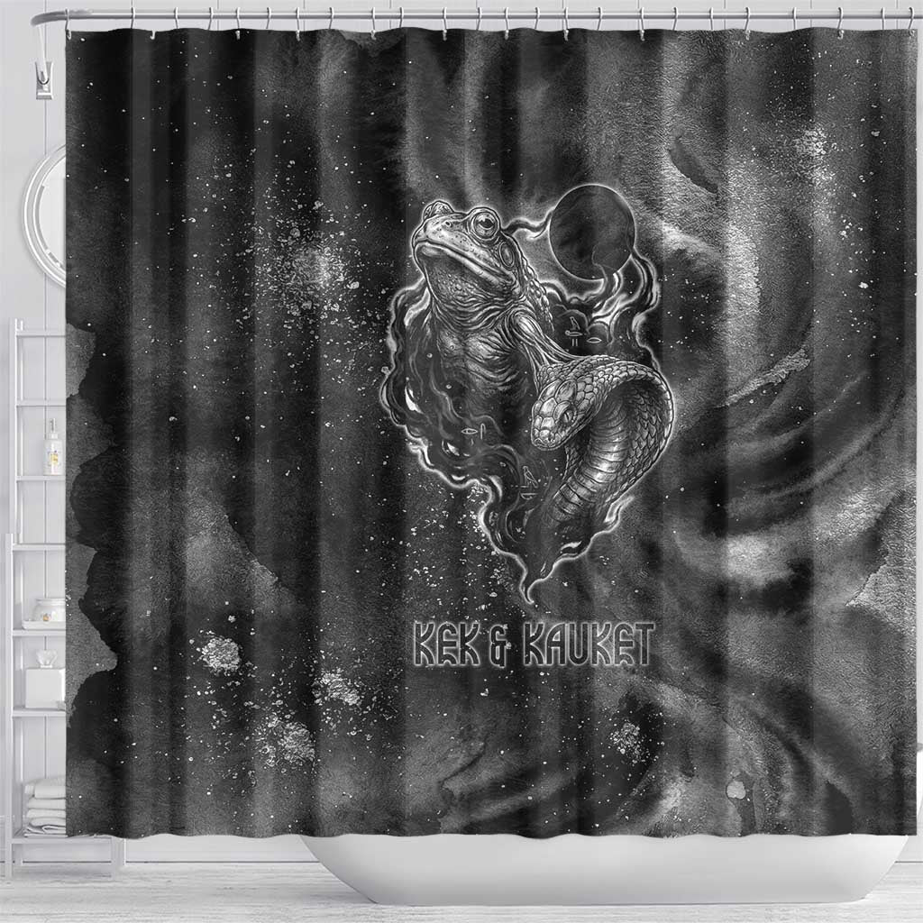 Kek and Kauket Egyptian Shower Curtain Primordial Darkness Design Cosmic Frogs and Serpents