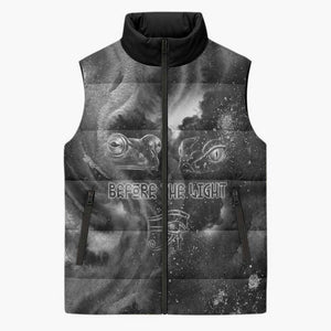 Kek and Kauket Egyptian Sleeveless Puffer Jacket Primordial Darkness Design Cosmic Frogs and Serpents
