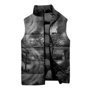Kek and Kauket Egyptian Sleeveless Puffer Jacket Primordial Darkness Design Cosmic Frogs and Serpents