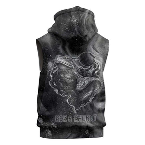 Kek and Kauket Egyptian Sleeveless Zip Hoodie Primordial Darkness Design Cosmic Frogs and Serpents