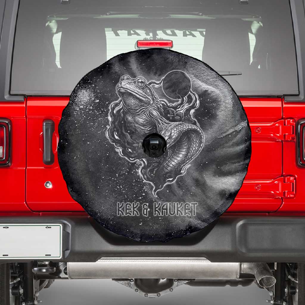 Kek and Kauket Egyptian Spare Tire Cover Primordial Darkness Design Cosmic Frogs and Serpents