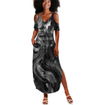 Kek and Kauket Egyptian Summer Maxi Dress Primordial Darkness Design Cosmic Frogs and Serpents