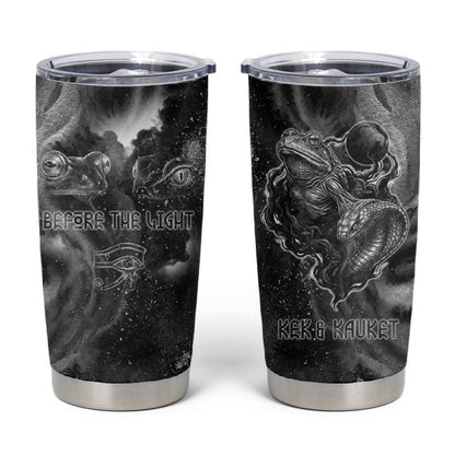 Kek and Kauket Egyptian Tumbler Cup Primordial Darkness Design Cosmic Frogs and Serpents
