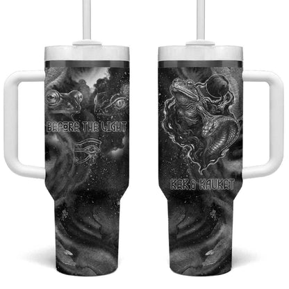 Kek and Kauket Egyptian Tumbler With Handle Primordial Darkness Design Cosmic Frogs and Serpents