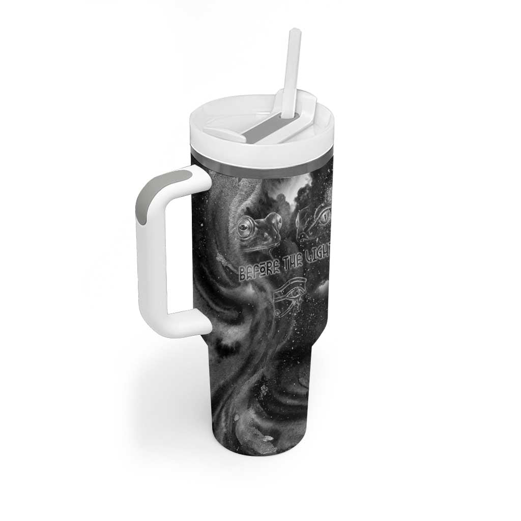 Kek and Kauket Egyptian Tumbler With Handle Primordial Darkness Design Cosmic Frogs and Serpents